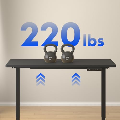 FLEXISPOT E3 Dual Motor 60 x 24 Electric Standing Desk Sit Stand Up Desk, Holds 220 lbs, Adjustable Height w/Memory Presets, One-Piece Black Desktop & Black Frame, Ships in 2 Boxes