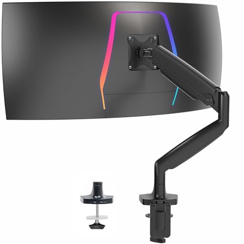 VIVO Premium Aluminum Heavy Duty Single Monitor Arm for Ultrawide Monitor up to 40 inches and 24 lbs, Desk Mount Stand, Pneumatic Height, Max VESA 100x100, Black, STAND-V101Q