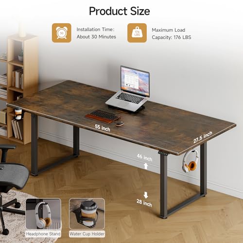 ONBRILL Standing Desk, 71x32 Inches Rectangle Stand Up Desk with 4 Legs, Dual Motor and Memory Controller, Adjustable Height from 28-46 Inches for Home and Computer Workstation, Rustic Brown