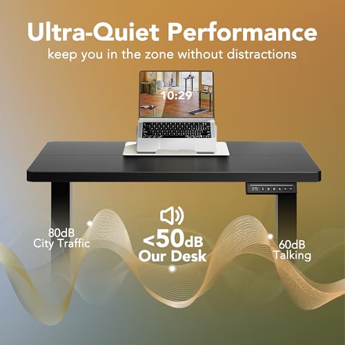 HUANUO Electric Standing Desk,48" x 24" Height Adjustable Desk, 4 Memory Height Settings, Sit to Stand Up Desk for Home Office, with Headphone Hook, Cable Manager, Black