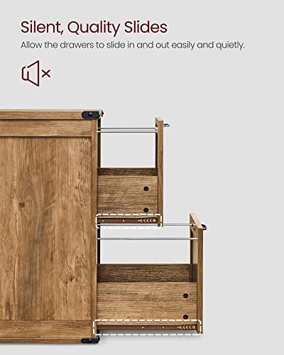 VASAGLE File Cabinet, Filing Cabinet with 2 File Drawers, Printer Stand, Fit A4, Letter Size, Hanging File Folders, Modern Farmhouse Style, for Home Office, Honey Brown UOFC048T41