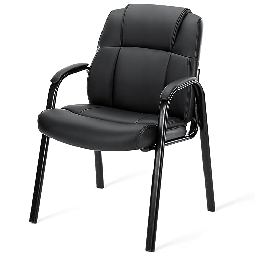 Sweetcrispy Waiting Room Office Guest Chairs Set of 6, PU Leather Big and Tall No Wheels Executive Office Chair with Padded Arms for Reception Conference Room Lobby