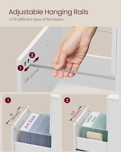 VASAGLE CUSTOS Collection - 2-Drawer File Cabinet, Small Rolling Filing Cabinet for Home Office, Printer Stand, for A4, Letter-Size Documents, 15.7 x 16.5 x 27.6 Inches, Snow White UOFC040W46V2S