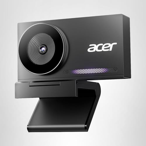 Acer 4K Webcam for PC/Mac with All-Metal Unibody Sculpted, Sony 1/2" Sensor, PDAF, 2 Noise Reduction Mics, Privacy Cover, Lightweight, Fast Cooling, Streaming Camera for Live Meeting Commerce Gaming