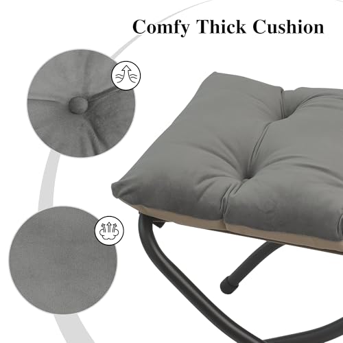 Mordchil HF 15"(H) Folding Ottoman, Foldable Footrest Stool, Portable Small Foot Stool for Couch, Collapsible Foot Rest Ottoman for Sofa, Accent Padded Ottomans for Living Room, Bedroom, Dark Grey