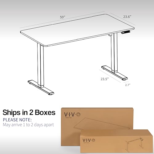 VIVO Electric 60 x 24 in Standing Desk, Memory Height Adjustment, 1B Series, Holds 220 lbs, One-Piece Black Top, Black Frame, DESK-KIT-1B6B