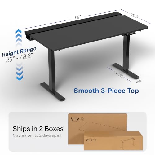 VIVO Electric 60 x 30 in Standing Adjustable Gaming Desk with Hidden Cable Trays, Full-Size Mouse Pad, Holds 220 lbs, Black Top Black Frame, DESK-KIT-1B6-P3B