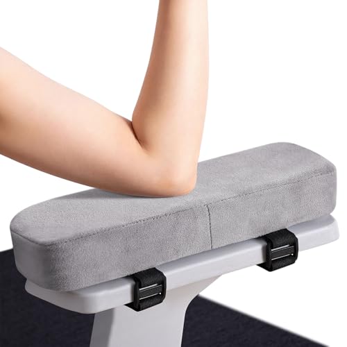 Smiry Ergonomic Office Chair Armrest Pads, Memory Foam Arm Rest Covers, Non-Slip Armrest Cushion with Adjustable Buckles and Straps, Elbow Relief for Desk, Gaming & Wheelchair (Grey, Set of 2)