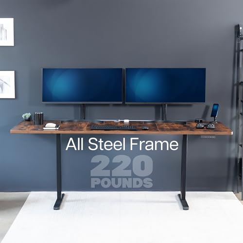 VIVO Electric 83 x 30 inch Standing Desk, Dual Motor Memory Controller Height Adjustment, E2B Series, Rustic Vintage Brown Top Black Frame, DESK-KIT-E2B84-30N