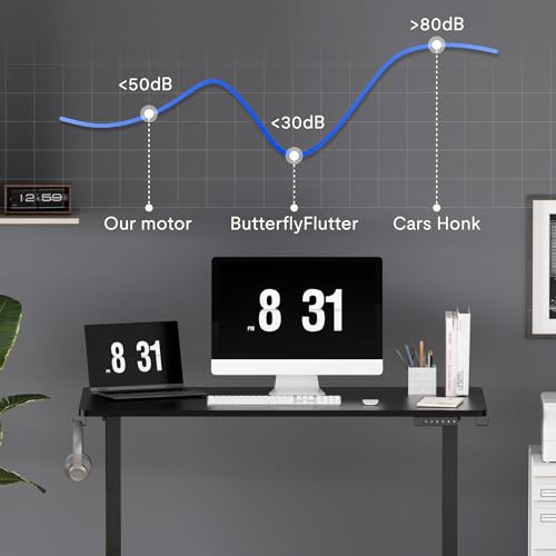 FLEXISPOT EN1 Height Adjustable Standing Desk Frame with Memory Controller, Electric Sit Stand Desk Base for Home and Office (Black Frame Only)