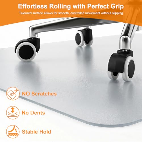 Chair Mat for Hardwood Floor, 35.5" x 47.5" Clear Office Chair Mat for Hardwood Floors with Lip, Desk Chair Mat for Rolling Chair, Smooth Rolling Desk Chair Mat, Easy-Clean Floor Protector