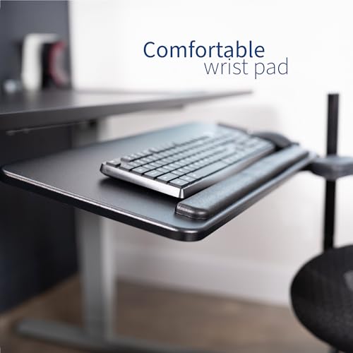 VIVO Office Chair Mounted 26 x 12 Inch Keyboard and Mouse Tray, Ergonomic Tilt, Full Motion 360 Degree Rotation, Black, MOUNT-KB08C