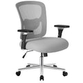 Sweetcrispy Big and Tall Office Desk Chair with Lumbar Support, 500lbs Heavy Duty Mesh Ergonomic Computer Chair with 4D Armrest and Wide Comfy Seat, 360° Swivel Wheels for Adult, Grey
