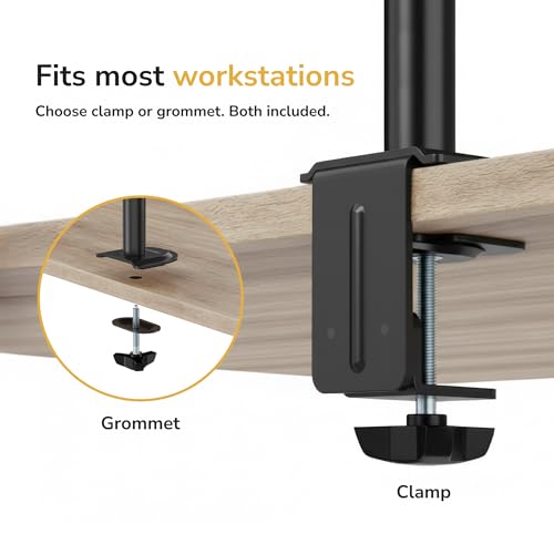 Mount-It! Dual Monitor Stand, Full Motion Desk Mount for 2 Screens up to 32” and 19.8 lbs Each, Tilt Swivel Rotate, VESA 75x75 & 100x100, Adjustable Dual Screen Arm with C-Clamp or Grommet