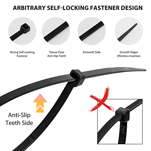Cable Zip Ties,400 Pack Black Assorted Sizes 12+8+6+4 Inch,Multi-Purpose Self-Locking Nylon Cable Cord Management,Plastic Wire Ties for Home,Office,Garden,Workshop. By HAVE ME TD