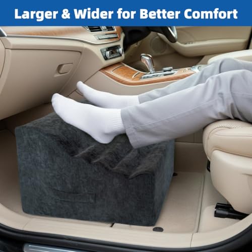 XYRONICA Foot Rest Under Desk, Ergonomic Foot Stool, Comfortable Office Footrest with Curved Design, with Washable Cover for Home and Office, Relieves Leg Pressure (Dark Gray)