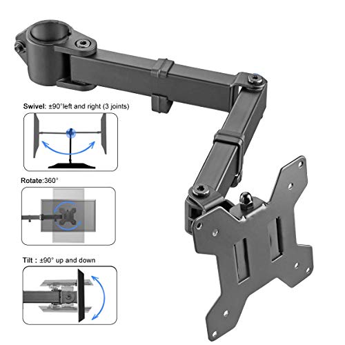 suptek Single Monitor Arm for Desk Mount Stand,Adjustable Monitor Arm for 13 to 32 inch Screen,Support Weight up to 22lbs,and Mounting Holes 75x75mm to 100x100mm,Black(MD6DB)