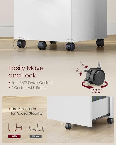 VASAGLE CUSTOS Collection - 2-Drawer File Cabinet, Small Rolling Filing Cabinet for Home Office, Printer Stand, for A4, Letter-Size Documents, 15.7 x 16.5 x 27.6 Inches, Snow White UOFC040W46V2S