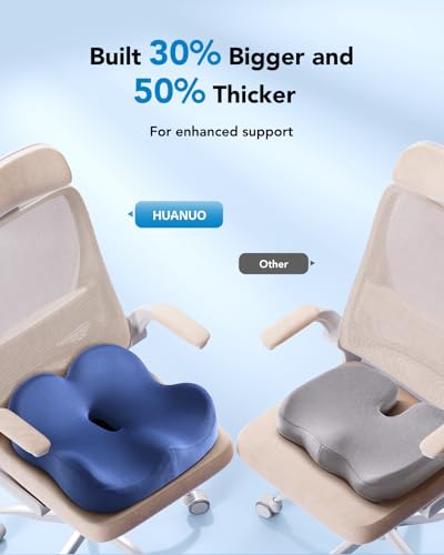 HUANUO Bamboo Under Desk Footrest, Ergonomic Seat Cushion