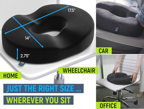 PT ENDORSED Donut Pillow for Tailbone Pain Relief Cushion - Coccyx & Hemorrhoid Pillow for Sitting - Donut Seat Cushion for Pressure Relief, Prostate, Postpartum, Pressure Sores, Lifting Cushions