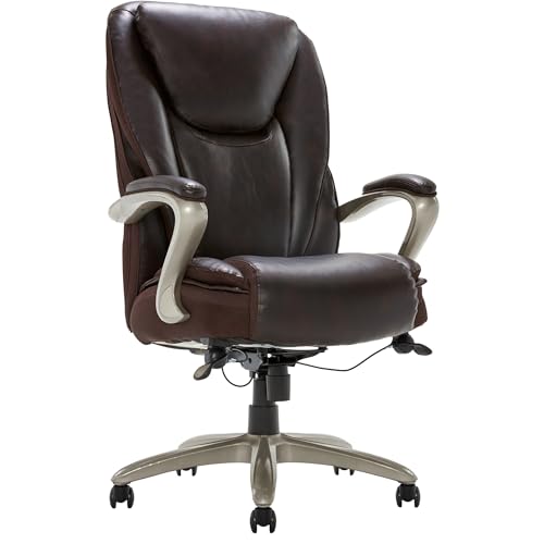 Serta® Smart Layers™ Hensley Big & Tall Ergonomic Bonded Leather High-Back Office Chair, Roasted Chestnut/Satin Nickel