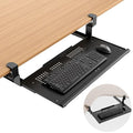 Strifuture Keyboard Tray Under Desk - Full Metal Slide Out Holder, Rust-Resistant & Scratch-Proof, Double C-Clamps, 26x13" Tray for L Shape/Regular Desks, Standing/Sitting Workstation(Black-B)