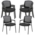 CLATINA Black Stacking Chairs Stackable Waiting Room Chairs with Armrest, Mesh Office Reception Guest Chair for Home Desk Conference Lobby Church Medical Meeting Training Ergonomic, Set of 8
