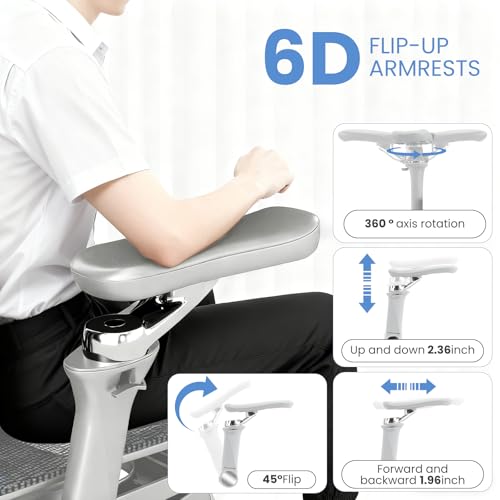 MOJAY Ergonomic Office Chair with Footrest, Big and Tall Desk Chair with Lumbar Support, High Back Home Desk Chair for Long Desk Work, Swivel Rolling Computer Seating with 6D Armrest for Home Office