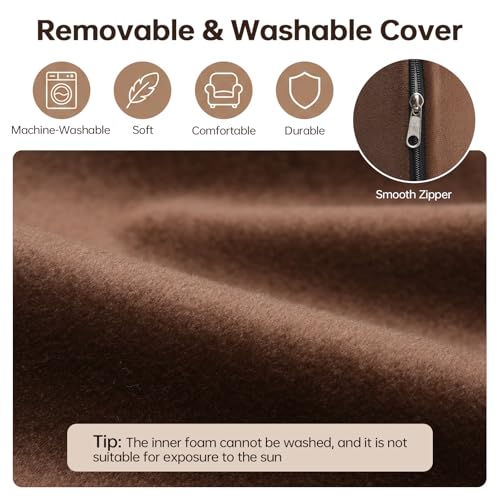 Vekkia Lumbar Support Pillow for Recliner, Ergonomic Back Support for Couch – Improve Posture, Relieve Back Pain for Long Sitting & Elderly, for Armchair & Sofa, Removable Cover, Brown