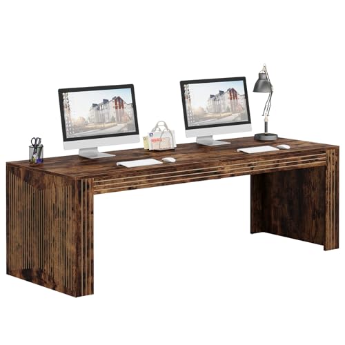 Tribesigns 79-Inch Extra Long Desk, Two Person Double Desk for Home Office, Wooden Long Computer Desk Writing Table for Office, Vintage Brown