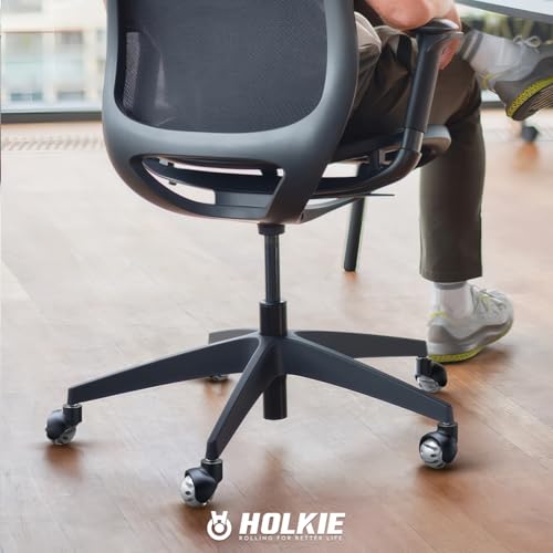HOLKIE Office Chair Wheels Replacement 11x22mm Universal Fit 2 Inch Rubber Heavy Duty Casters for Carpet Hardwood Floors Gaming Desk Chair Roller Wheels Set of 5 Grey Smooth & Silent