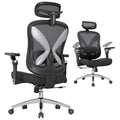 amseatec Ergonomic Mesh Office Chair with 5D Flip-Up Arms & 3D Lumbar Support, 2D Headrest, 4-Position Recline Lock, High Back Desk Chair 350lbs, Breathable Computer Chair for Home Office-Black