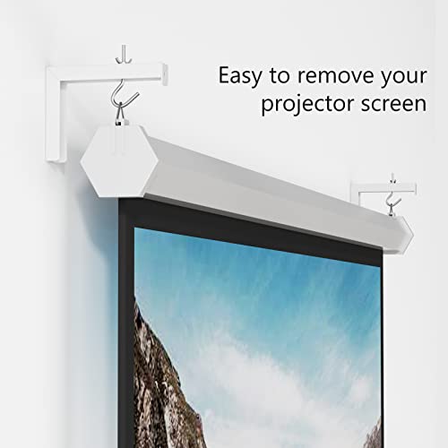 WALI Universal Projector Screen Ceiling Mount, Wall Hanging Mount L-Brackets, 6 inch Adjustable Extension with Hook Kit, Projector Screen Placement Hold up to 66 lbs (PSM001-W), White
