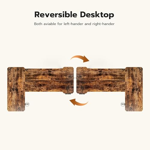 Acrolix L Shaped Electric Standing Desk - 59x40 Inch Reversible Corner Sit Stand Desk with Hook&Cup Holder,Electric Height Adjustable Table,for Home Office Gaming Computer Desk, Rustic Brown
