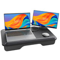 SAIJI Laptop Lap Desk - Fits Up to 17" Laptops, Lightweight Lap Tray Table Stand with Soft Leather Wrist Pad, External Monitor Holder, Lap Desk with Cushion for Home Office Working/Gaming On Couch
