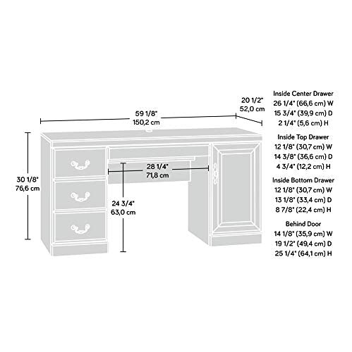 Sauder 404944 Heritage Hill Computer Credenza, Classic Cherry Finish, L: 59.13" x W: 20.47" x H: 30.16"