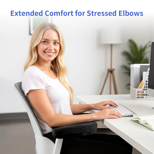 YOUFi Office Chair Arm Pads Extra Soft Velvet Arm Rest Covers for Elbows & Forearms Pressure Relief, Set of 2 Armrest Covers for Desk Chair, Gaming Chair (Black)