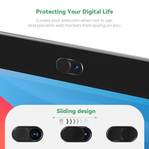 CloudValley Webcam Cover Slide[2-Pack], 0.023 Inch Ultra-Thin Metal Web Camera Cover for Macbook Pro, iMac, Laptop, PC, iPad Pro, iPhone 8/7/6 Plus, Protect Your Visual Privacy [Black]