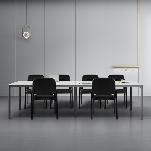 Elevon Waiting Room Chairs No Wheels Set of 4, Leather Stationary Office Reception Guest Chair with Padded Arms for Elderly Desk Conference Room Lobby Table Side Salon