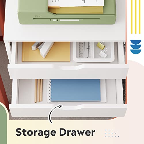 DEVAISE 5-Drawer Filing Cabinet Under Desk, Wood Storage file Cabinet with Wheels, White