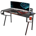 EUREKA ERGONOMIC Gaming Desk 55 inch, Professional Gaming Table Gamer Workstation with Cable Management Tray, Controller Stand, Cup Holder, Headphone Hook, Mouse Pad, Black