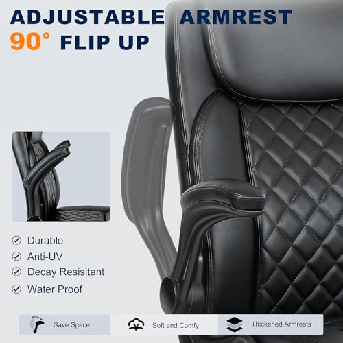 Misolant Drafting Chair with Footrest Ring, Tall Office Chair for Standing Desk, PU Faux Leather Bar Counter Height Chairs with Adjustable Height, 360° Swivel Wheels for Garage Office, Black