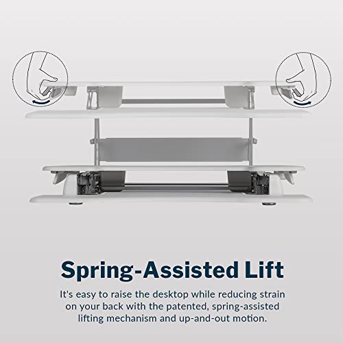Vari Varidesk Pro Plus 36 Standing Desk Converter – 11 Height Settings + Spring Lift, 2 Tier Design, Keyboard Tray, Fits Desktops 36” Wide x 26.5" Deep – Delivers Fully Assembled (White)