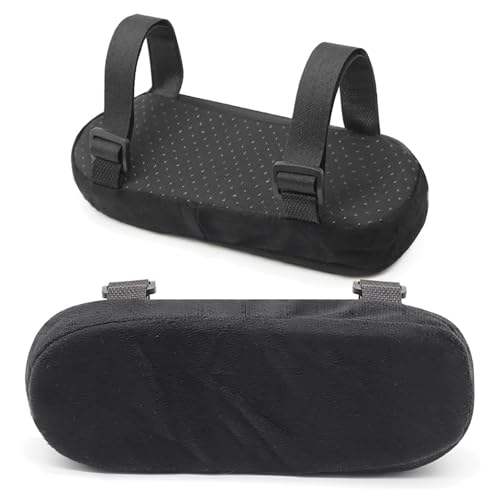 Office Chair Armrest Pads, Ergonomic Memory Foam Office Chair Arm Cover Pads, Comfy Gaming Chair Arm Rest Covers for Elbows and Forearms Pressure Relief, Removable Washable, Adjustable Fit, Set of 2