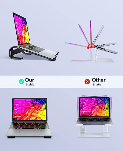 Soqool Laptop Stand for Desk, Ergonomic Detachable Laptop Riser, Aluminum MacBook Stand, Compatible with 12-17'' All Laptops Such as MacBook Pro/HP/Dell/Lenovo, Black