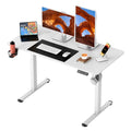 Furmax Electric Standing Desk, 45 x 24 Inches Height Adjustable Sit Stand up Desk, Memory Preset Computer Home Office Desks with Sturdy Metal Frame, Phone Stand Cable Management Hole (White, 45'')