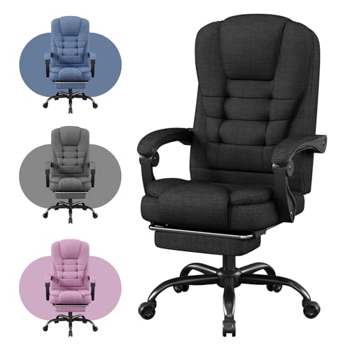 Office Chair, Fabric Gaming Chair with Footrest, Executive Comfortable Computer Desk Chairs, 360° Swivel Base & Height Adjustable Reclining Ergonomic Task Chair for Adults, Gamer Chair & Silla Gamer