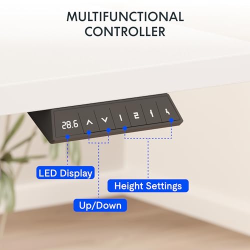 FLEXISPOT EN2 Whole-Piece Standing Desk with Clamp Power Strip, 60 x 24 Electric Stand Up Height Adjustable Desk with Cable Management (White Frame + 60" White Desktop, 2 Packages)