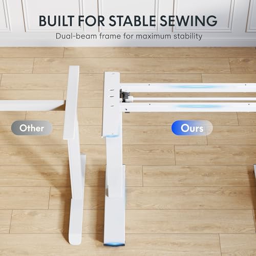 FLEXISPOT Adjustable Sewing Table with Flush Mount Sewing Machine Bed, Sewing Desk with Dual Adjustable Workspace, Electric Sewing Machine Table for Quilting, Crafting, Tailoring and Home Studio Use