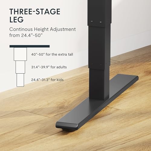 FLEXISPOT E6 MAX Bamboo 55x28 Inch Dual Motor 3-Stage Heavy Duty Standing Desk, 330lbs Weight Capacity, Height Adjustable Desk w/Cable Management & Wheels (Solid Bamboo Desktop + Black Frame)
